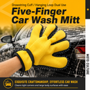Five Finger Car Wash Glove Chenille Microfiber Cleaning Mitt Soft Scratch-Free Auto Wash Glove Breathable Mesh Wash Mitt with Elastic Wrist Strap for Cars Wheels Windows Motorcycle, 1 Piece