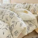 Rose Print Bedding Set - 3 Piece Set - Quilt Cover 229 x 229 cm with 2 Pillowcases 51 x 66 cm - White and Black Floral