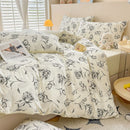 Rose Print Bedding Set - 3 Piece Set - Quilt Cover 264 x 229 cm with 2 Pillowcases 51 x 66 cm - White and Black Floral