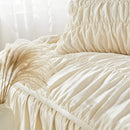 Wrinkle Textured Bedding Set - 3 Piece Quilt Cover and Pillowcase Set - Beige Bohemian Style（Queen）