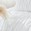 Wrinkle Textured Bedding Set - 3 Piece Quilt Cover and Pillowcase Set - White Bohemian Style（King）