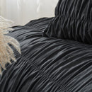 Wrinkle Textured Bedding Set - 3 Piece Quilt Cover and Pillowcase Set - Black Bohemian Style（King）