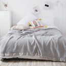 Cotton Waffle Blanket - Grey Textured Throw 110x160cm for Sofa, Office and Travel Use