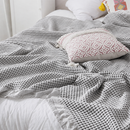 Cotton Waffle Blanket - Grey Textured Throw 110x160cm for Sofa, Office and Travel Use