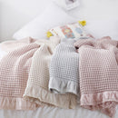 Cotton Waffle Blanket - Dark Pink Textured Throw 150x200cm for Sofa, Office and Travel Use