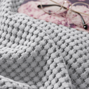 Cotton Waffle Blanket - Grey Textured Throw 200x230cm for Sofa, Office and Travel Use