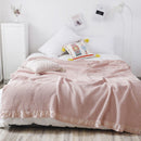 Cotton Waffle Blanket - Pink Textured Throw 200x230cm for Sofa, Office and Travel Use
