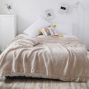 Cotton Waffle Blanket - Beige Textured Throw 110x160cm for Sofa, Office and Travel Use