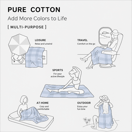 Cotton Waffle Blanket - Beige Textured Throw 150x200cm for Sofa, Office and Travel Use