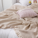 Cotton Waffle Blanket - Beige Textured Throw 200x230cm for Sofa, Office and Travel Use