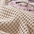 Cotton Waffle Blanket - Beige Textured Throw 200x230cm for Sofa, Office and Travel Use