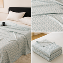 Blue Diamond Pattern Bamboo Fiber Summer Cooling Blanket 150×200cm for Bed Sofa Air Conditioned Room Lightweight Breathable Gauze Coverlet