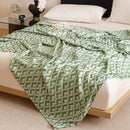 Green Diamond Pattern Bamboo Fiber Summer Cooling Blanket 150×200cm for Bed Sofa Air Conditioned Room Lightweight Breathable Gauze Coverlet