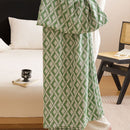Green Diamond Pattern Bamboo Fiber Summer Cooling Blanket 150×200cm for Bed Sofa Air Conditioned Room Lightweight Breathable Gauze Coverlet