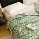 Green Diamond Pattern Bamboo Fiber Summer Cooling Blanket 200×230cm for Bed Sofa Air Conditioned Room Lightweight Breathable Gauze Coverlet