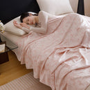 Pink Bamboo Fibre Summer Blanket - Vine Pattern Cooling Throw Blanket 200×230cm Lightweight Breathable Summer Quilt