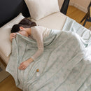Blue Bamboo Fibre Summer Blanket - Vine Pattern Cooling Throw Blanket 200×230cm Lightweight Breathable Summer Quilt