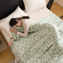 Green Bamboo Fibre Summer Blanket - Vine Pattern Cooling Throw Blanket 150x200cm Lightweight Breathable Summer Quilt