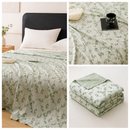 Green Bamboo Fibre Summer Blanket - Vine Pattern Cooling Throw Blanket 150x200cm Lightweight Breathable Summer Quilt