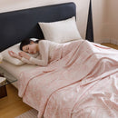Bamboo Fibre Cooling Blanket Pink Bamboo Pattern 150x200cm for Summer Bed and Air Conditioned Rooms