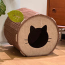 Felt Cat Cave Bed with Catnip Stick Toy 2 Piece Set - Leaf Shaped Cat House Tunnel Bed with Interactive Cat Toy
