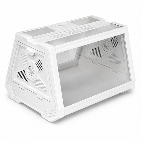 White Desktop Reptile Terrarium Enclosure 27x19x19cm with Double Door Opening and Ventilation for Small Reptiles, Amphibians and Plants