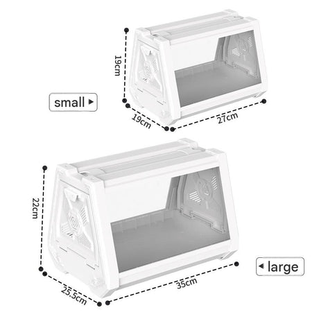 White Desktop Reptile Terrarium Enclosure 27x19x19cm with Double Door Opening and Ventilation for Small Reptiles, Amphibians and Plants