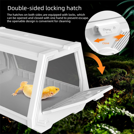 White Desktop Reptile Terrarium Enclosure 35X25.5X22cm with Double Door Opening and Ventilation for Small Reptiles, Amphibians and Plants
