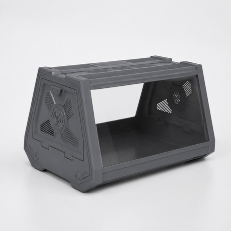 Grey Desktop Reptile Terrarium Enclosure 27x19x19cm with Double Door Opening and Ventilation for Small Reptiles, Amphibians and Plants
