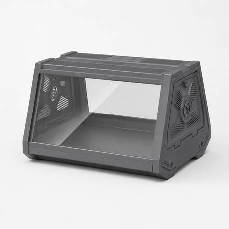 Grey Desktop Reptile Terrarium Enclosure 27x19x19cm with Double Door Opening and Ventilation for Small Reptiles, Amphibians and Plants