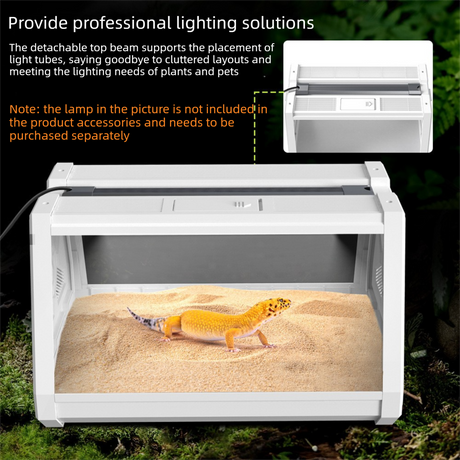 Grey Desktop Reptile Terrarium Enclosure 35X25.5X22cm with Double Door Opening and Ventilation for Small Reptiles, Amphibians and Plants