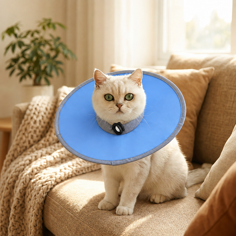 Pure Blue Soft Waterproof Elizabethan Collar for Cats & Dogs L Size - Adjustable Anti-Licking Recovery Cone After Surgery Soft Waterproof Elizabethan Collar for Cats & Dogs L Size - Adjustable Anti-Licking Recovery Cone After Surgery
