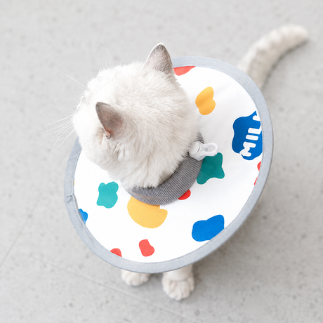Milk Pattern Soft Waterproof Elizabethan Collar for Cats & Dogs L Size - Adjustable Anti-Licking Recovery Cone After Surgery