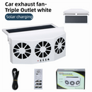 White Solar Rechargable Triple Outlet Car Window Ventilation and Exhaust Fan - 4500 RPM Air Circulation and Foldable Space Saving, Remove Heat Odors Smoke and Stale Air for Most Vehicles without Anti-Pinch Feature