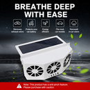 White Solar Rechargable Triple Outlet Car Window Ventilation and Exhaust Fan - 4500 RPM Air Circulation and Foldable Space Saving, Remove Heat Odors Smoke and Stale Air for Most Vehicles without Anti-Pinch Feature