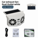 White Solar Rechargable Dual Outlet Car Window Ventilation and Exhaust Fan - 4500 RPM Air Circulation and Foldable Space Saving, Remove Heat Odors Smoke and Stale Air for Most Vehicles without Anti-Pinch Feature