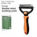 Orange Dual Sided Pet Knot Cutter for Dogs & Cats - 17 / 9 Tooth Undercoat Grooming Rake with Non-Slip TPR Handle, Perfect Long Fur Remove Tangles Mats Knots