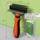 2-in-1 Orange Pet Knot Cutter Built in Shedding Comb for Dogs & Cats - Undercoat Grooming Rake with Non-Slip TPR Handle, Perfect Long Fur Remove Tangles Mats Knots