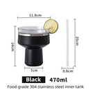 Black 470ML Stainless Steel Martini Tumbler Cup with 360°Salt & Sip Lid, Internal Markers and Straw - Double Wall Vacuum Insulated Drink Cup for Coffee Cocktails Cold Drinks and Outdoor Use