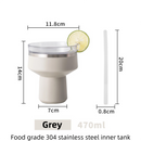 Grey 470ML Stainless Steel Martini Tumbler Cup with 360°Salt & Sip Lid, Internal Markers and Straw - Double Wall Vacuum Insulated Drink Cup for Coffee Cocktails Cold Drinks and Outdoor Use