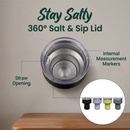 White 470ML Stainless Steel Martini Tumbler Cup with 360°Salt & Sip Lid, Internal Markers and Straw - Double Wall Vacuum Insulated Drink Cup for Coffee Cocktails Cold Drinks and Outdoor Use