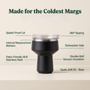 White 470ML Stainless Steel Martini Tumbler Cup with 360°Salt & Sip Lid, Internal Markers and Straw - Double Wall Vacuum Insulated Drink Cup for Coffee Cocktails Cold Drinks and Outdoor Use
