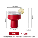 Red 470ML Stainless Steel Martini Tumbler Cup with 360°Salt & Sip Lid, Internal Markers and Straw - Double Wall Vacuum Insulated Drink Cup for Coffee Cocktails Cold Drinks and Outdoor Use