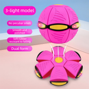 Pink LED Transforming Flying Disc Ball Toy with Music & 3 Light - Soft EVA Bounce Ball and Frisbee Shape Switchable Outdoor Interactive Soccer Toy for Exercise and Fun