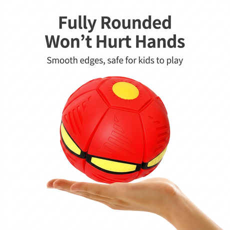 Red LED Transforming Flying Disc Ball Toy with Music & No Light - Soft EVA Bounce Ball and Frisbee Shape Switchable Outdoor Interactive Soccer Toy for Exercise and Fun