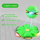 Green LED Transforming Flying Disc Ball Toy with Music & 3 Light - Soft EVA Bounce Ball and Frisbee Shape Switchable Outdoor Interactive Soccer Toy for Exercise and Fun