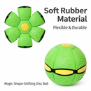 Green LED Transforming Flying Disc Ball Toy with Music & 3 Light - Soft EVA Bounce Ball and Frisbee Shape Switchable Outdoor Interactive Soccer Toy for Exercise and Fun