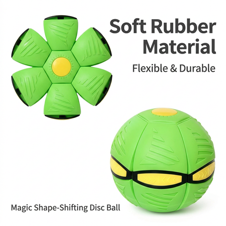 Green LED Transforming Flying Disc Ball Toy with Music & 3 Light - Soft EVA Bounce Ball and Frisbee Shape Switchable Outdoor Interactive Soccer Toy for Exercise and Fun