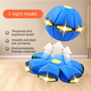 Blue LED Transforming Flying Disc Ball Toy with Music & 3 Light - Soft EVA Bounce Ball and Frisbee Shape Switchable Outdoor Interactive Soccer Toy for Exercise and Fun