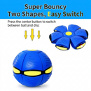 Blue LED Transforming Flying Disc Ball Toy with Music & 3 Light - Soft EVA Bounce Ball and Frisbee Shape Switchable Outdoor Interactive Soccer Toy for Exercise and Fun